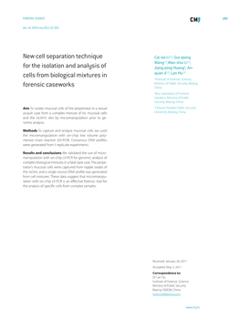 New Cell Separation Technique for the Isolation And