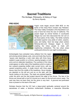 Sacred Traditions the Heritage, Philosophy, & History of Yoga by Danny Arguetty