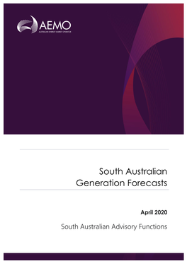 South Australian Generation Forecasts