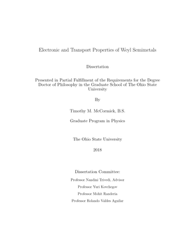 Electronic and Transport Properties of Weyl Semimetals