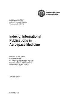 Of International Publications in Aerospace Medicine