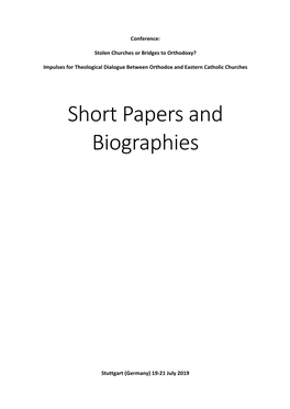 Short Papers and Biographies