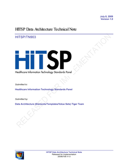 Data Architecture (Elements/Templates/Value Sets) Tiger Team