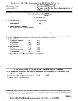 Received by NSD/FARA Registration Unit 08/30/2016 3:59:06 PM U.S