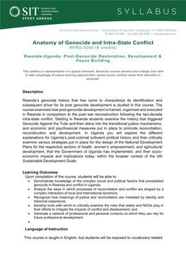 Anatomy of Genocide and Intra-State Conflict AFRS-3000 (4 Credits)