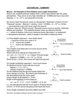 LECTURE #32 – SUMMARY Muons