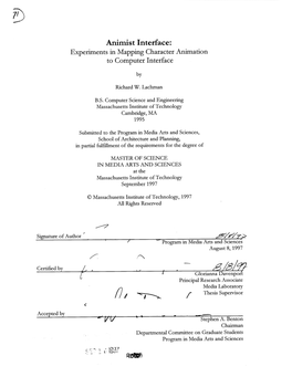 Animist Interface: Experiments in Mapping Character Animation to Computer Interface