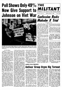 Poll Shows Only 49% Now Give Support to Johnson on Viet
