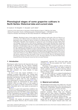 Phenological Stages of Some Grapevine Cultivars in North Serbia: Historical Data and Current State