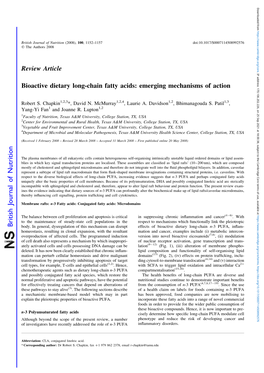 Bioactive Dietary Long-Chain Fatty Acids: Emerging Mechanisms of Action 170.106.202.226