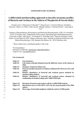 A Differential Metabarcoding Approach to Describe Taxonomy Profiles Of