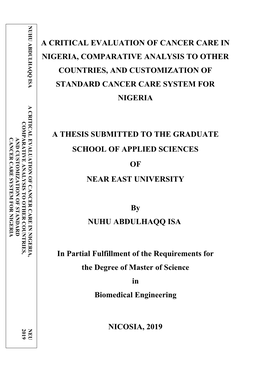 A Critical Evaluation of Cancer Care in Nigeria, Comparative Analysis to Other Countries, and Customization Of
