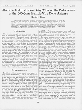 Effect of a Metal Mast and Guy Wires on the Performance of the 600-0Hm Multiple-Wire Delta Antenna Harold N
