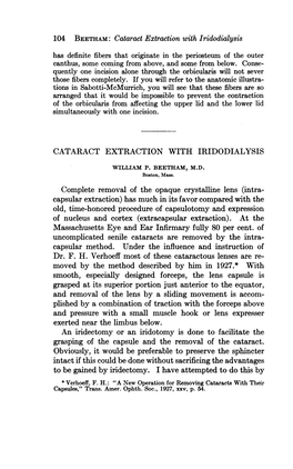 (Extracapsular Extraction). at the Massachusetts Eye and Ear Infirmary Fully 80 Per Cent