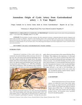 Anomalous Origin of Cystic Artery from Gastroduodenal Artery – a Case Report