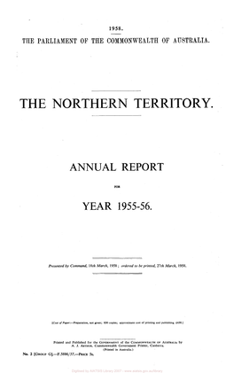 The Northern Territory Annual Report for Year 1955-56