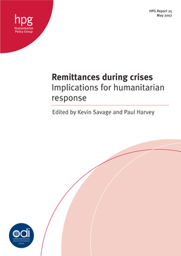 Remittances During Crises: Implications for Humanitarian
