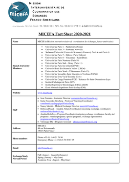 MICEFA Fact Sheet 2020-2021