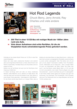 Hot Rod Legends Chuck Berry, Jerry Arnold, Ray Charles Und Viele Andere