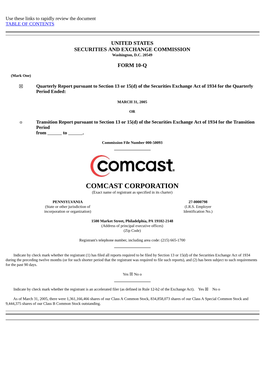 COMCAST CORPORATION (Exact Name of Registrant As Specified in Its Charter)