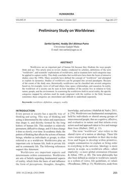 Preliminary Study on Worldviews
