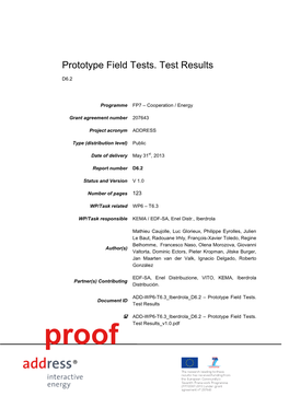 Prototype Field Tests. Test Results