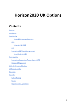 Horizon2020 UK Options