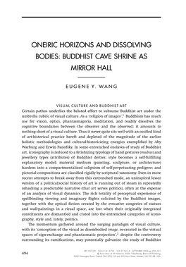 Oneiric Horizons and Dissolving Bodies: Buddhist Cave Shrine As Mirror Hall