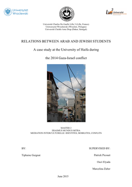 RELATIONS BETWEEN ARAB and JEWISH STUDENTS a Case Study