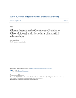 Glume Absence in the Orcuttieae (Gramineae: Chloridoideae) and a Hypothisis of Intratribal Relationships Eric H