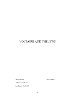 Voltaire and the Jews