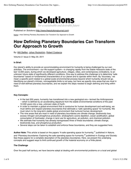 How Defining Planetary Boundaries Can Transform