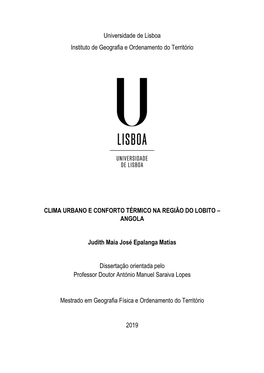 Universidade De Lisboa Instituto De Geografia E Ordenamento Do Território