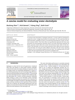 A Concise Model for Evaluating Water Electrolysis