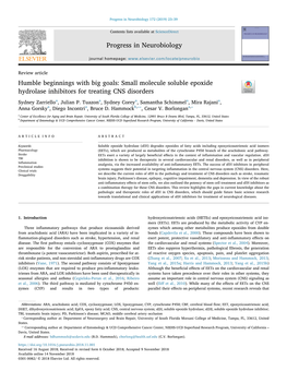 Humble Beginnings with Big Goals Small Molecule Soluble Epoxide Hydrolase Inhibitors for Treating CNS Disorders