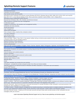 Splashtop Remote Support Features