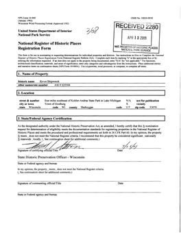 RECEIVED 228Q United States Department of Interior National Park Service APR 1 3 2009 National Register of Historic Places NAT