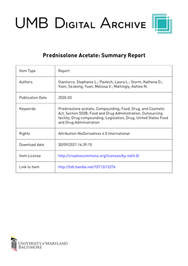 Prednisolone Acetate: Summary Report