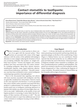 Contact Stomatitis to Toothpaste: Importance of Differential Diagnosis