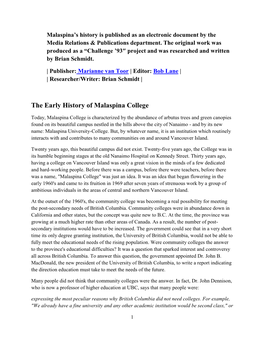 Malaspina College History