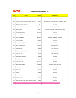 Epe Project Reference List