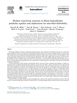 Modern Water/Rock Reactions in Oman Hyperalkaline Peridotite Aquifers and Implications for Microbial Habitability