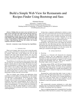 Build a Simple Web View for Restaurants and Recipes Finder Using Bootstrap and Sass