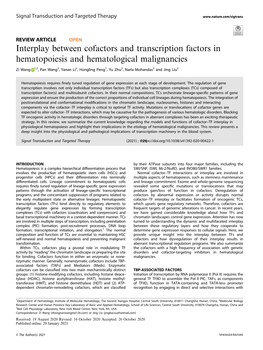 Interplay Between Cofactors and Transcription Factors in Hematopoiesis and Hematological Malignancies