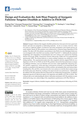 Design and Evaluation the Anti-Wear Property of Inorganic Fullerene Tungsten Disulﬁde As Additive in PAO6 Oil