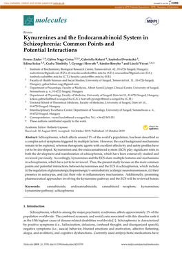 Kynurenines and the Endocannabinoid System in Schizophrenia: Common Points and Potential Interactions