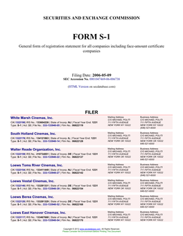 White Marsh Cinemas, Inc. (Form: S-1, Filing Date: 05