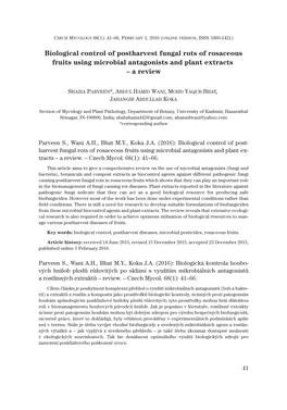 Biological Control of Postharvest Fungal Rots of Rosaceous Fruits Using Microbial Antagonists and Plant Extracts – a Review