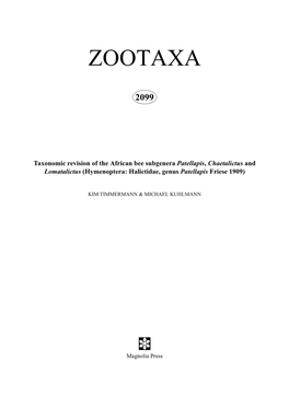 Zootaxa, Taxonomic Revision of the African Bee
