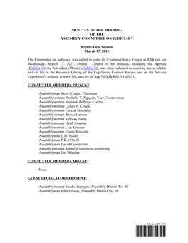Assembly Committee on Judiciary-3/17/2021